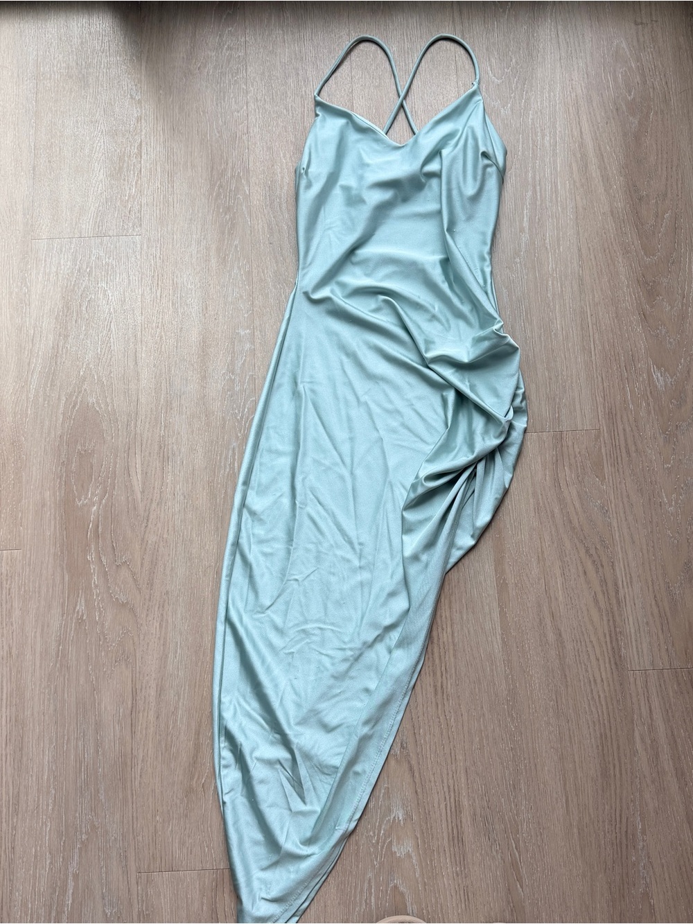 Windsor cross back asymmetrical hem dress